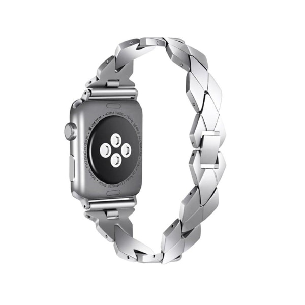 Apple Watch (45 mm) urrem i rustfrit stål med rombeformede led - Sølv Silver grey