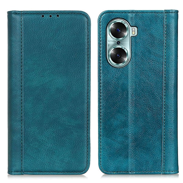 Äkta läder Honor 60 fodral med magnetisk stängning Grön