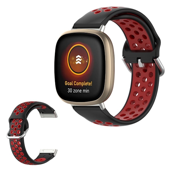 Fitbit Versa 3 / Sense kaksivärinen silikonikellonauha - Musta / Punainen Black