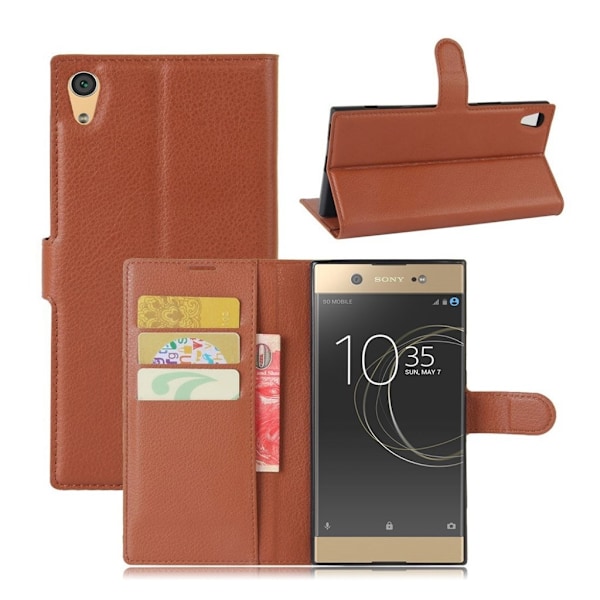 Sony Xperia XA1 Ultra stilfuldt og holdbart læder etui - Brun Brown