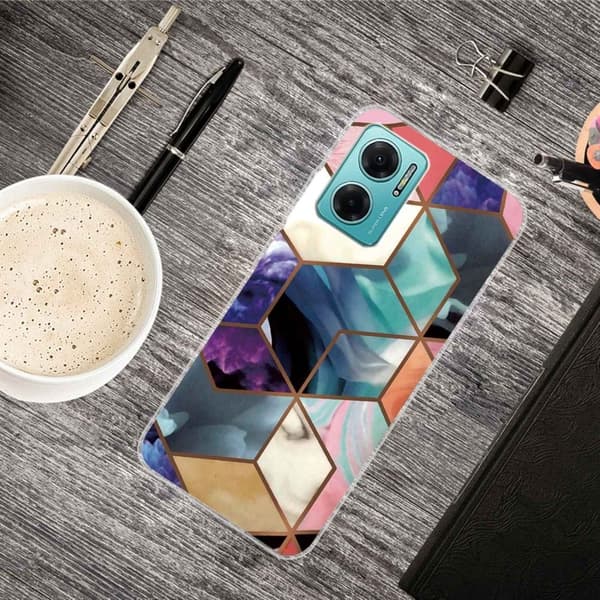 Marble design Xiaomi Redmi Note 11E kotelot - Värikäs Kuutio Laatta Multicolor