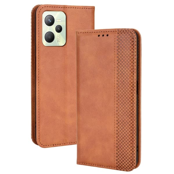 Bofink Vintage Realme C35 læderetui - Brun Brown