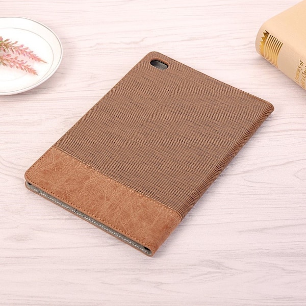 Huawei MediaPad M5 Lite toothpick texture smart plånboksfodral i läder - brun Brun