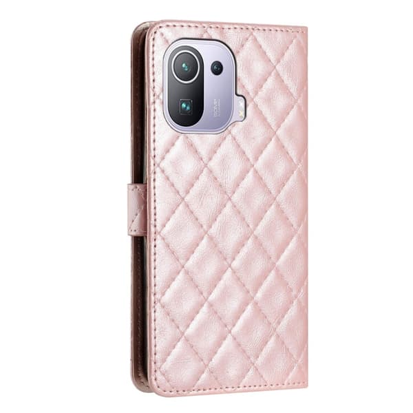 Funksjonelt rombe lommebokdeksel for Xiaomi Mi 11 Pro - Rosa Pink