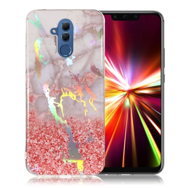 Huawei Mate 20 Lite beskyttelsesetui i silikone med smukt marmor mønster - Grå/Lyserød Multicolor