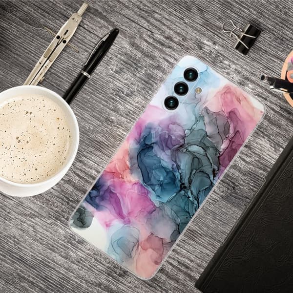 Marmormotiv Samsung Galaxy A13 5G skal - Osmos Av Rosa Och Grönt multifärg