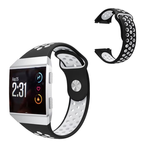 Fitbit Ionic tofarget silikonarmbånd - Svart / Hvit Black