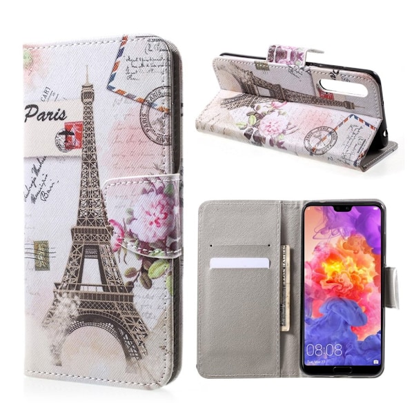 Huawei P20 Pro Etui laget av kunstlær og silikon – Eiffel tårn Multicolor