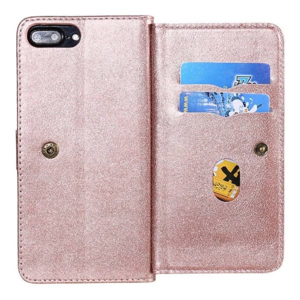 iPhone 7 Plus / iPhone 6 Plus / 6S Plus fodral med 10 fickor - Rosa Rosa