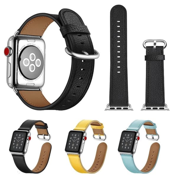 Apple Watch Series 5 40mm læder ægte læder Urrem - Sort Black