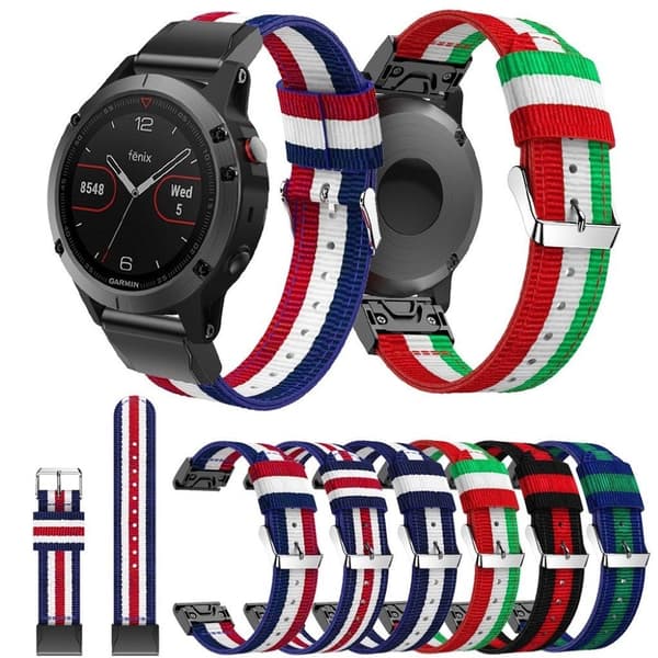 Garmin Fenix 5 urrem i nylon - Sort / Rød / Sort Black