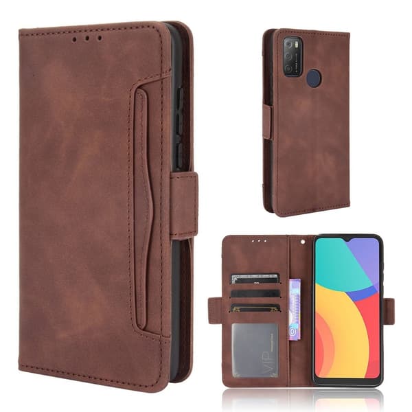 Modern-styled Læder Pung Etui til Alcatel 3l (2021) / 1s (2021) - Brun Brown