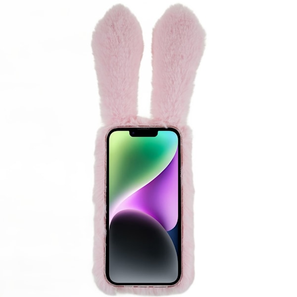 Fluffy Rabbit iPhone 14 skal - Rosa Rosa