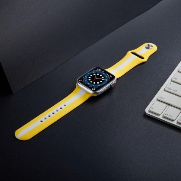 Apple Watch 40mm color stripe silicone watch strap - Yellow Yellow