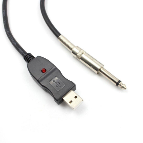 Universel 3 Meter USB Guitar kabel 6.3mm Jackstik til USB instru Black 4205  | Black | Metall, Hårdplast | Fyndiq