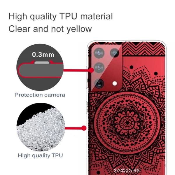 Deco Samsung Galaxy S21 Ultra Etui - Mandala Blomst Black