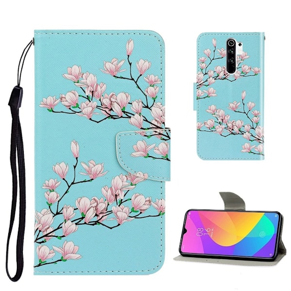 Wonderland Xiaomi Redmi 9 Flip etui - Blomster grene Blue
