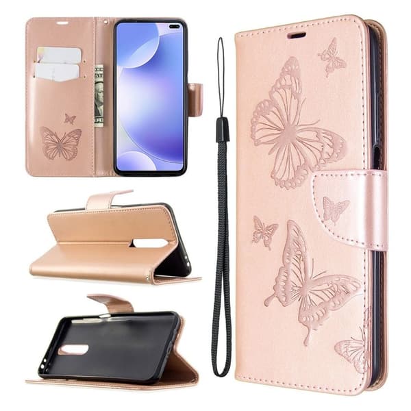 Butterfly Xiaomi Redmi K30 / Poco X2 flip deksel - Rose Gold Pink