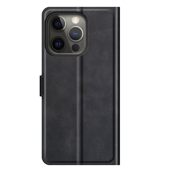 Hållbart konstläder iPhone 13 Pro fodral med plånbok - Svart Svart