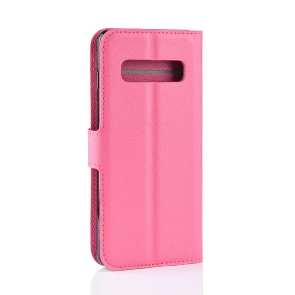 Samsung Galaxy S10 litchi skin læder flip etui - Rosa Pink
