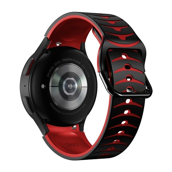 Samsung Galaxy Watch 5 / 5 Pro / 4 kaareva silikoninen ranneke - Musta / Punainen Red