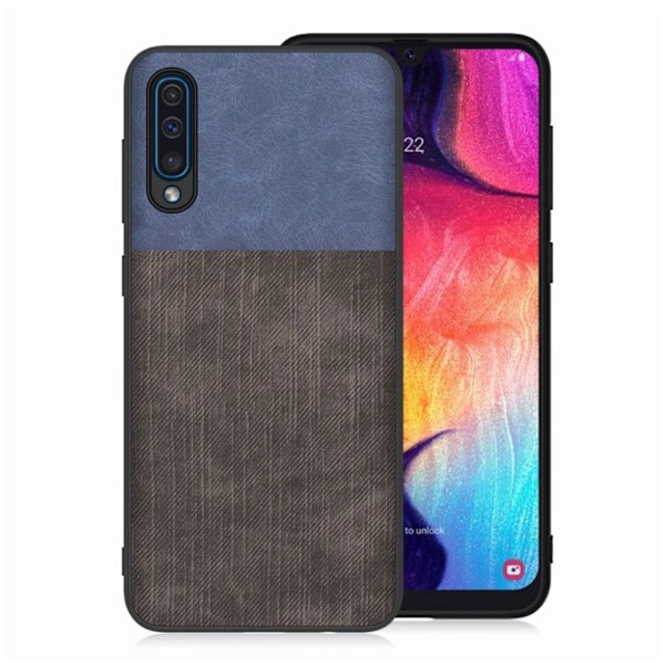 Samsung Galaxy A50 jeans tekstur deksel - Blå / Svart Blue