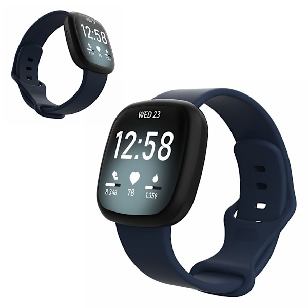Fitbit Versa 3 / Sense silikon klockarmband - marinblå Size: L Blå