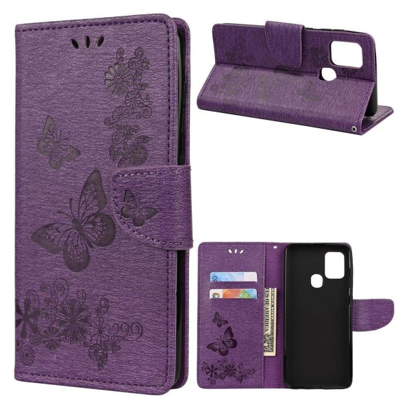 Butterfly Samsung Galaxy A21s kotelot - Violetti Purple