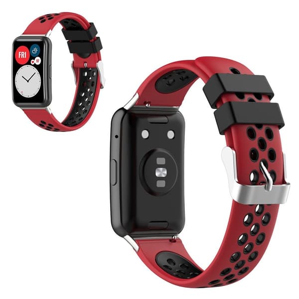 Huawei Watch Fit two-tone silicone watch band - Red / Black Röd