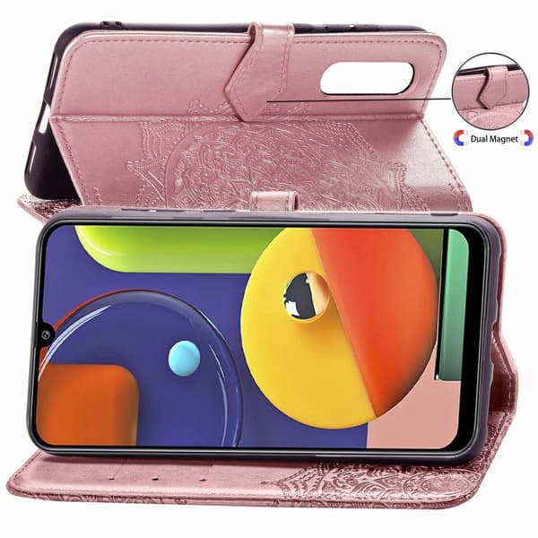 Mandala Samsung Galaxy A50 etui - Rødguld Pink