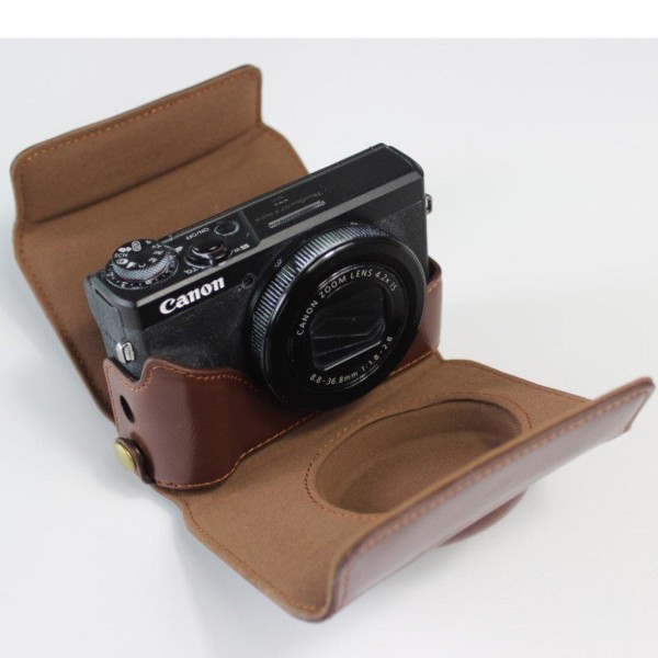 Canon PowerShot G7 X Mark III durable leather case - Coffee Brun