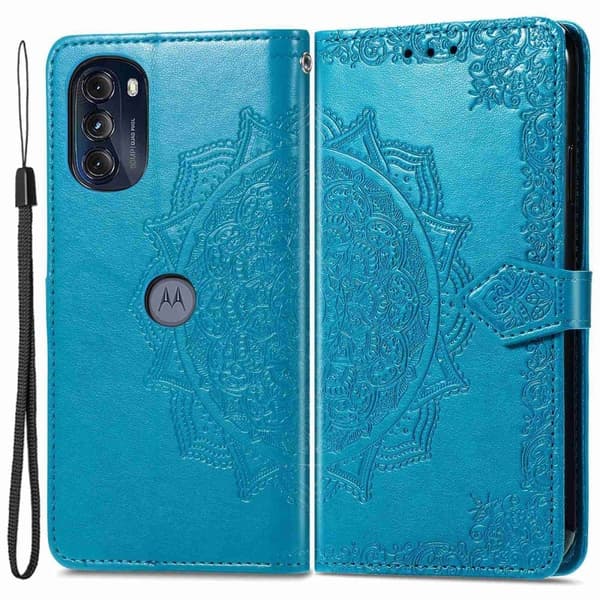 Mandala läder Motorola Moto G (2022) fodral - Blå Blå