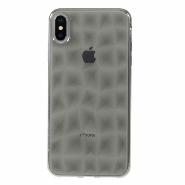 iPhone Xs Max mjukt silikonplast mobilskal med 3D diamant textur Silvergrå