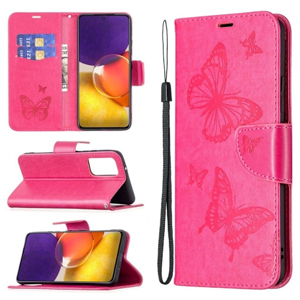 Butterfly läder Samsung Galaxy A82 5G fodral - Rosa Rosa