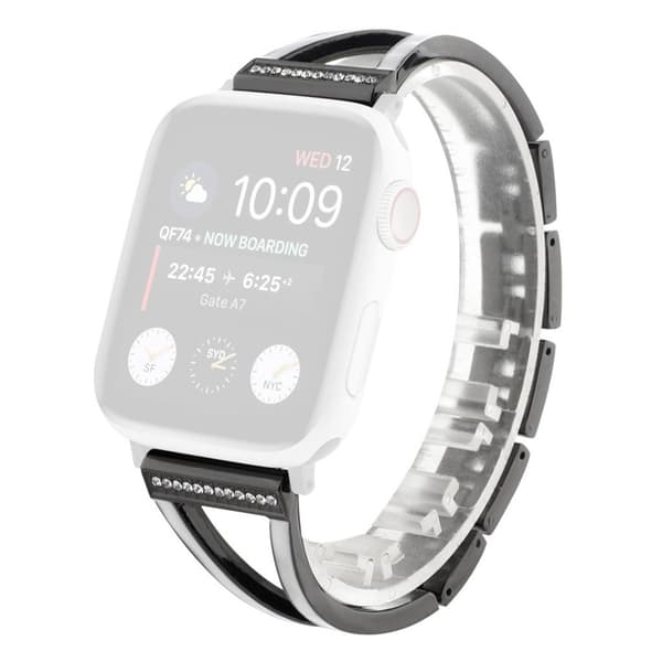 Rhinestone urrem i rustfrit stål til Apple Watch Series 6 / 5 44mm - Sort Black