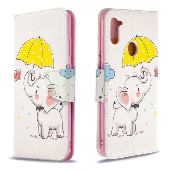 Wonderland Samsung Galaxy A11 / M11 Etui - Elefant og Paraply Multicolor