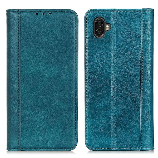 Äkta läder Samsung Galaxy Xcover 6 Pro fodral med magnetisk stängning Grön