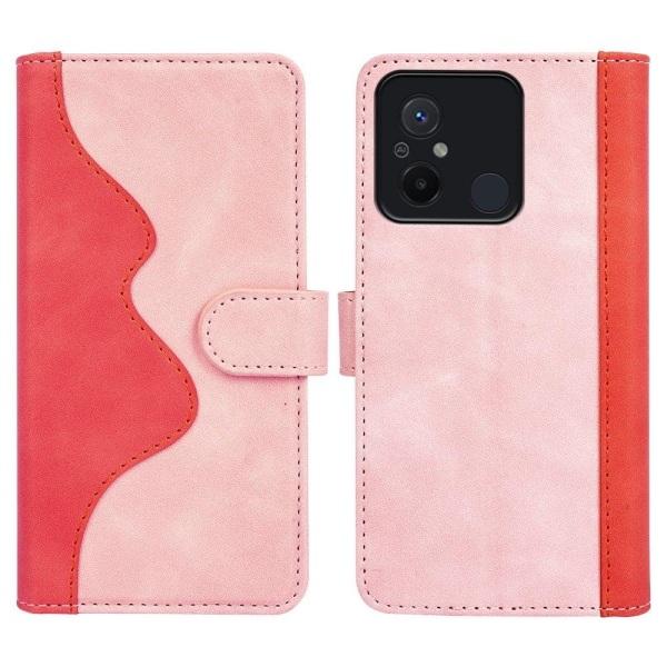 Tvåfärgat Xiaomi Redmi 12C fodral i läder - Rosa Rosa