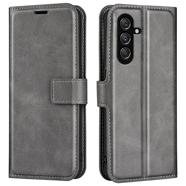 Lompakko Nahkakotelo For Samsung Galaxy M34 - Harmaa Silver grey