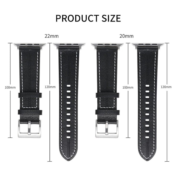 Apple Watch Series 8 (41mm) klockarmband i äkta läder - Blå Blå