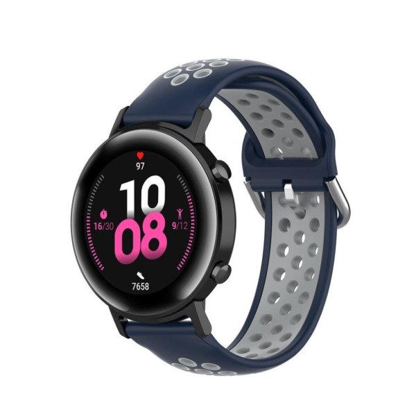 Amazfit Youth / Huawei Watch GT 2 42mm kaksivärinen silikoninen kellonauha - Tummansininen / Harmaa Blue