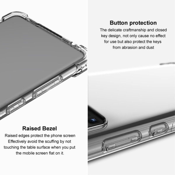 IMAK Airbag-skydd för OnePlus 10R / Ace - Genomskinlig Svart Transparent