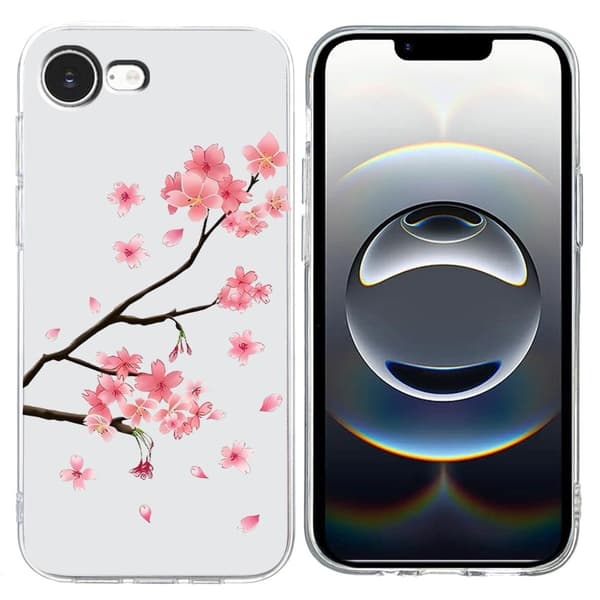 iPhone 16e Fodral Mjukt flexibelt bakstycke för telefon Mönsterutskrift - Plommonblomma Rosa