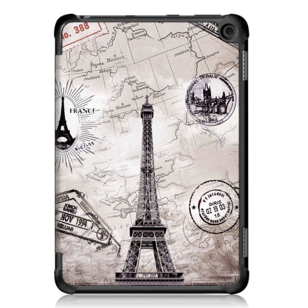 Amazon Fire 8 HD (2022) mønster tri-fold læder etui - Vintage Tårn Silver grey