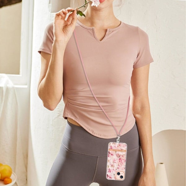 Slankt og holdbart softcover med nøglesnor til iPhone 14 Plus - Pink