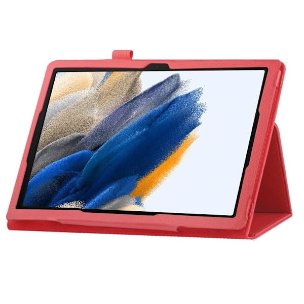 Foldbart etui med Lichi-tekstur til Samsung Galaxy Tab A8 10.5 (2021) - Rød Red