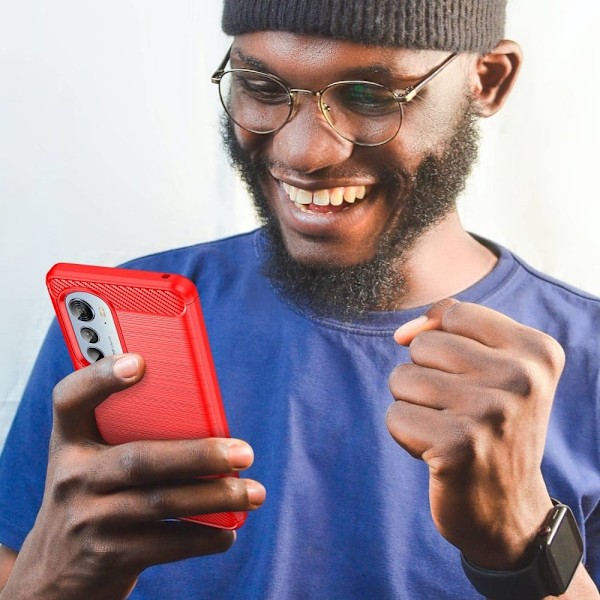 Carbon Flex Etui Motorola Moto Edge 2022 - Rød Red