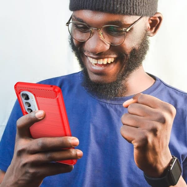 Carbon Flex Motorola Moto Edge 2022 skal - Röd Röd