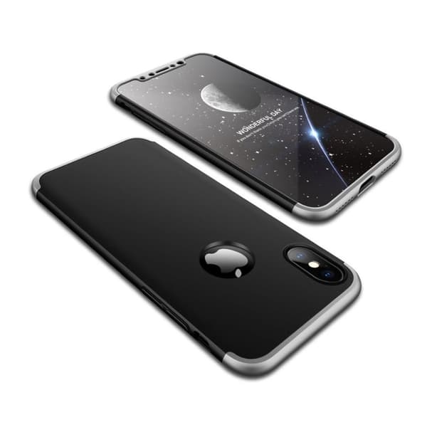 GKK iPhone Xs Max aftageligt, mat etui - Sølv/Sort Black