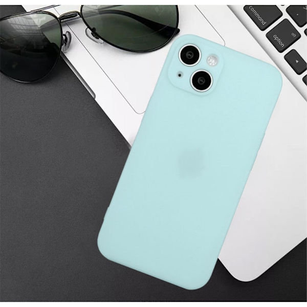 Avfasat gummerat droppskydd för iPhone 15 Plus - Ljus Cyan Grön